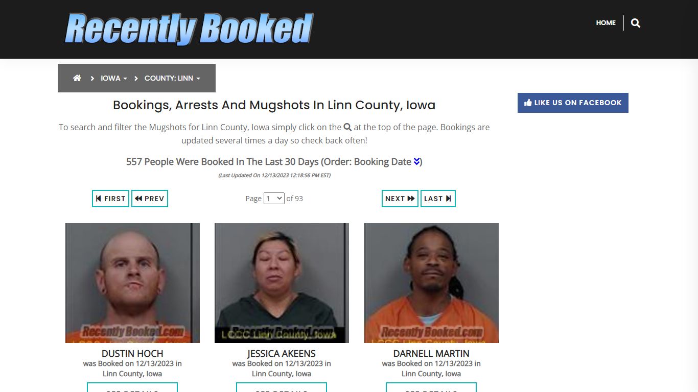Recent bookings, Arrests, Mugshots in Linn County, Iowa - Recently Booked