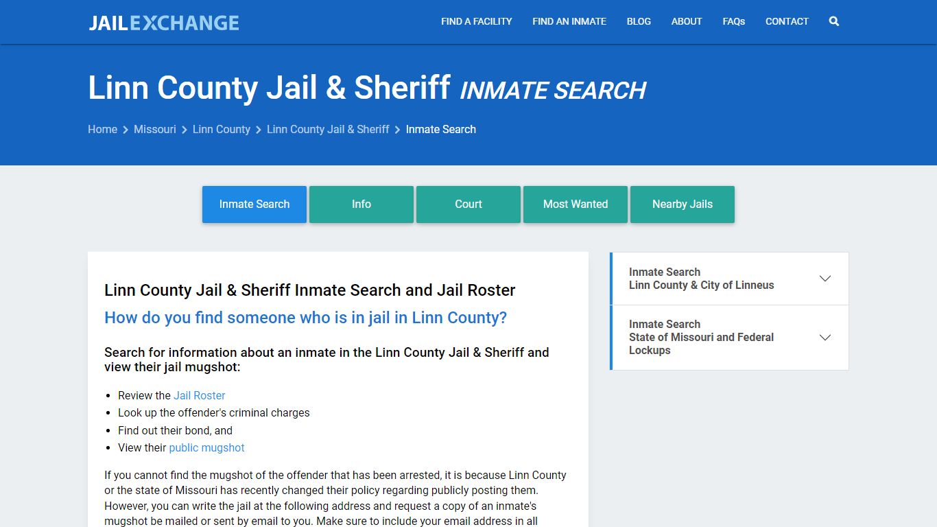 Inmate Search: Roster & Mugshots - Linn County Jail & Sheriff, MO